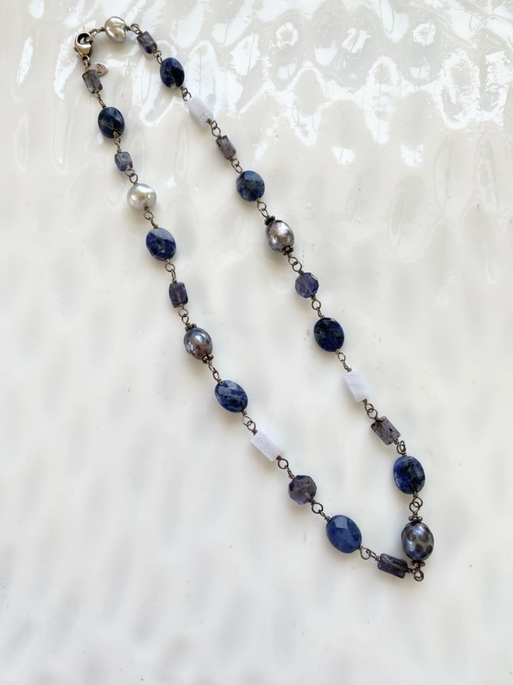 Silpada Blue Lace Pearl and Sodalite Necklace N1308 16” inches - Picture 5 of 9